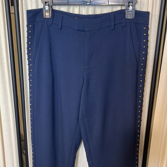ANTHROPOLOGIE- CARTONNIER LOU TAPER EMBELLISHED NAVY BLUE TWILL PANTS SIZE 4T - Picture 3 of 15